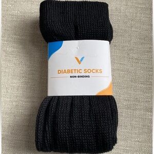 Viasox Non Binding Diabetic Socks Knee High Black Sz L Men 9-12 Women 10-13 NEW